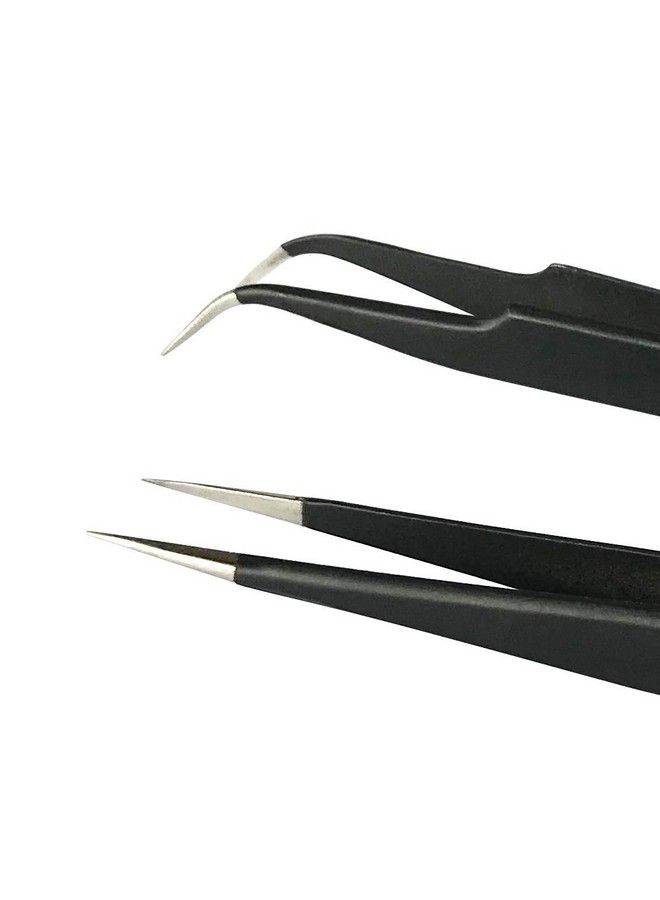 Winstonia 2 Pcs Tweezer Set Stainless Steel Pointy Professional Beauty Tools Manicure Jewelry Blackhead Ingrown Hair Splinter Removal Tweezers - Image 3