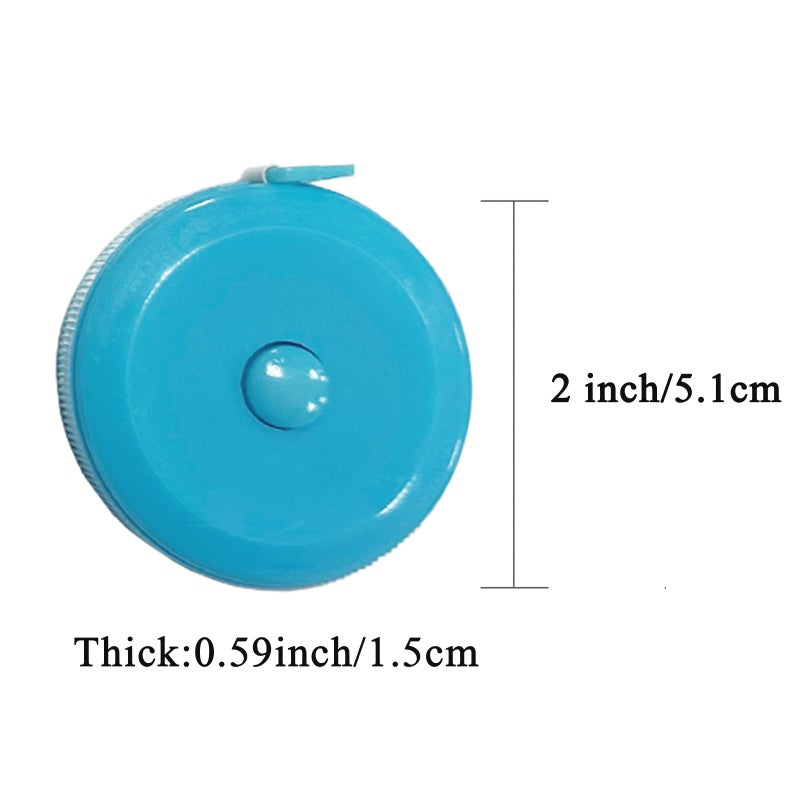 GDMINLO 3 Pack Tape Measure Measuring Tape for Body Craft Weight Loss Measurements Retractable 60-inch 1.5 Meter, Small Push Button Dual Sided Tape Measure Body Measuring (Pink Purple Sky Blue) - Image 2