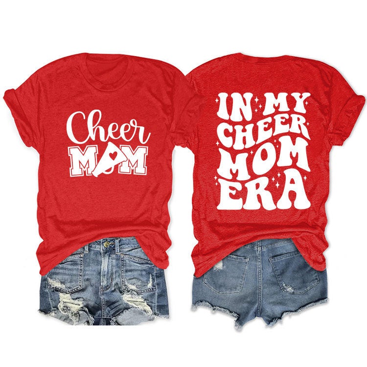 Round Neck Double-Sided Printed T-Shirt In My Cheer Mom Era Casual Plus Size Comfortable New Short Sleeve - Image 1