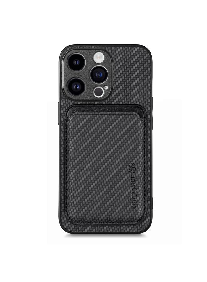 S-TOP Case For iPhone 15 Pro Max Carbon Fiber Leather Card Magsafe Phone Case - Image 1