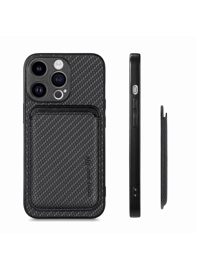 S-TOP Case For iPhone 15 Pro Max Carbon Fiber Leather Card Magsafe Phone Case - Image 2