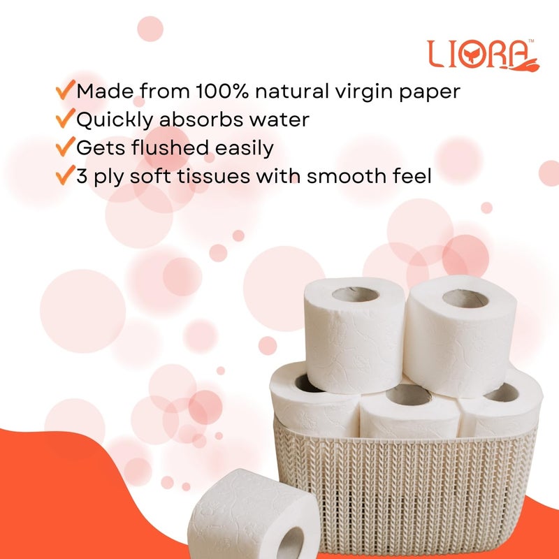LIORA 3 Ply Toilet Paper Roll | 2350 Pulls | 235 Pulls x 10 Rolls| Ultra-Soft, Highly Absorbent Tissue | Compatible with All Dispensers | Ideal for Home, Office & Restaurant Use - Image 3