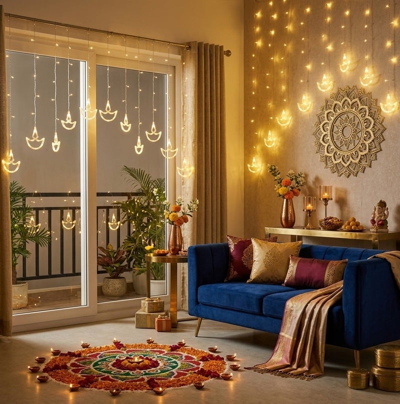 Dunekart Diwali Diya String Lights – Home Decorative Curtain LED Fairy Lights for Diwali, Eid, Christmas, Weddings & Parties, Indoor & Outdoor - Image 5