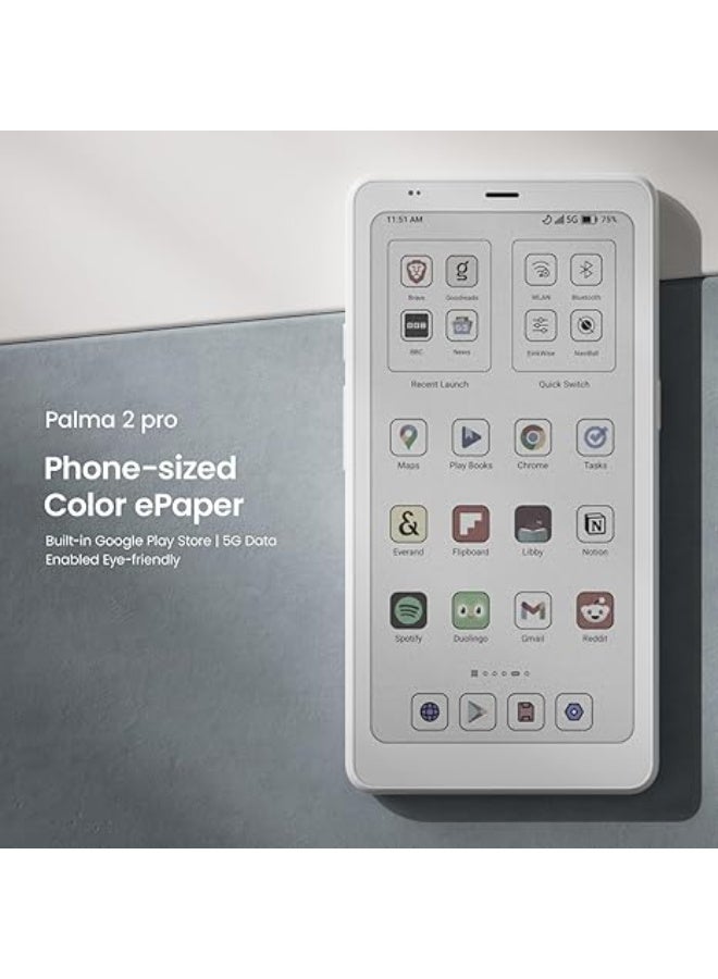 BOOX Palma 2 Pro ePaper Mobile Reader with Cellular Data | Pocket-Size Android e-Ink Device | Glare-Free Display, Front Light, Wi-Fi, Bluetooth & LTE | Read Anywhere, Anytime - Image 3