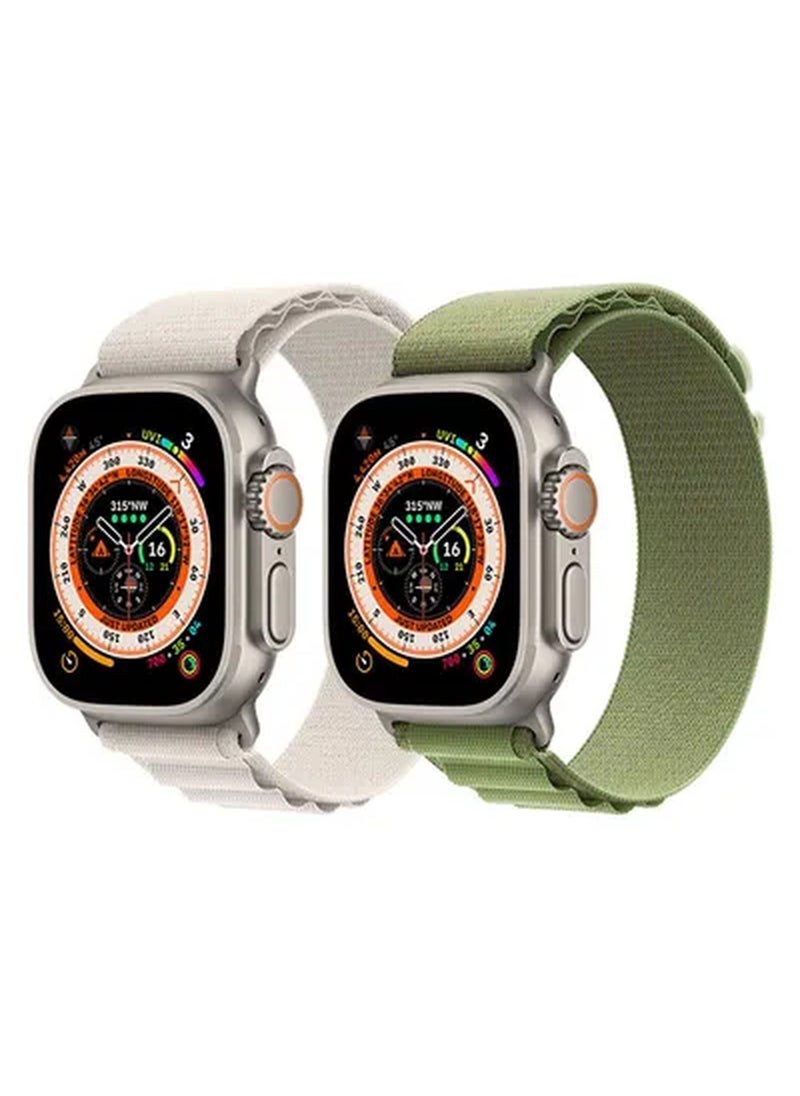 Rabos - 2Pack for Apple Watch Alpine Loop Band 49mm/45mm/44mm Nylon Woven Sport Strap Compatible with iWatch Series 8/Ultra/7/SE/6/5/4/3/2/5 White/Green - Image 1