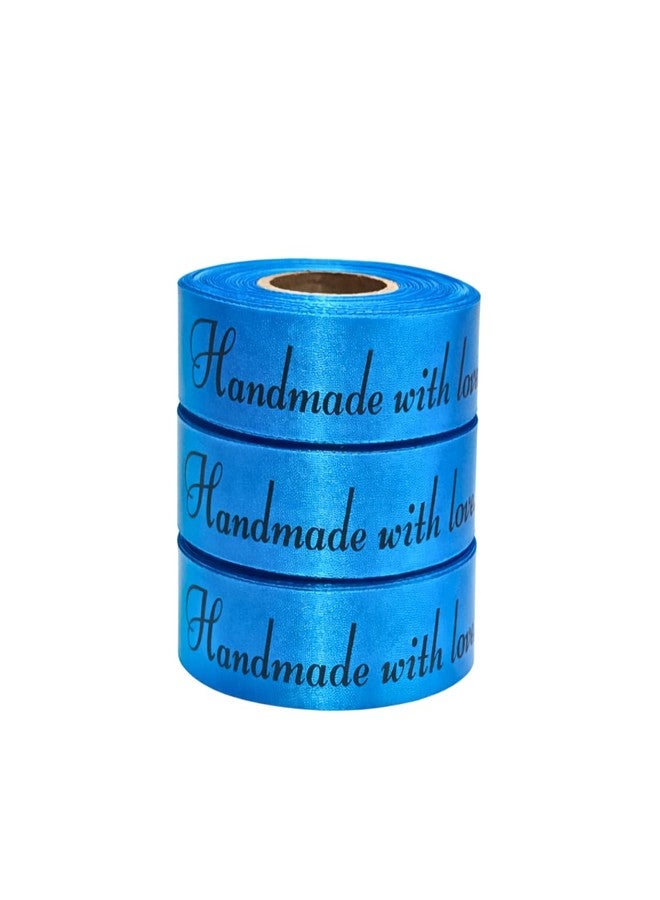 Mudrak Prints Handmade With Love Printed Satin Ribbon (Length: 30Mtr) (Width:0.75 Inch) (Blue) - Image 4