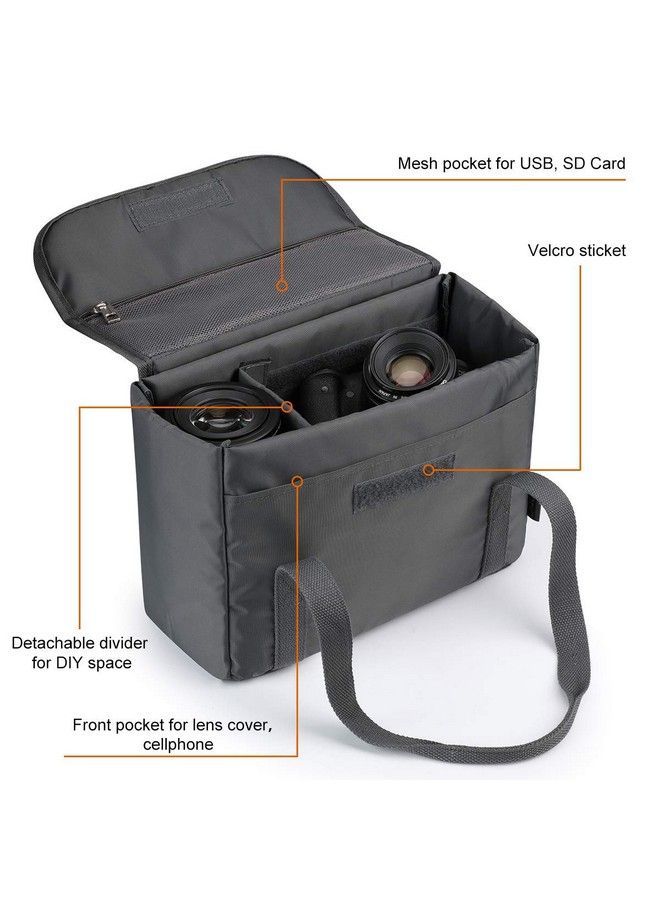 S-ZONE Water Resistant Dslr Slr Camera Insert Bag Camera Inner Case Bag With Handle For Sony Canon Nikon Olympus Gray Upgraded 2.0 - Image 5