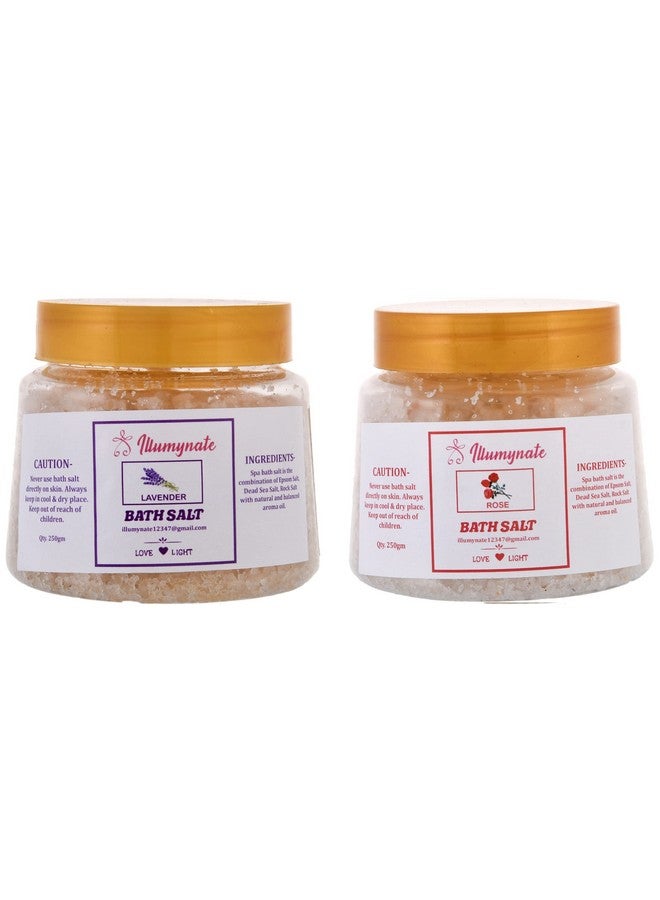 Illumynate Lavender and Rose Bath Salt for Relaxation and Pain Relief (Pack of 2) (250gm) - Image 1