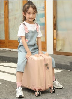 Generic 20" Kids Ride-on Suitcase, Cute Cat Ear Kids Luggage with Spinner Wheels, ABS PC Material Hardside Wear-resisting Compressive Trolly Luggage Case for Girls and Boys  - Image 1