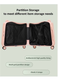 Generic 20" Kids Ride-on Suitcase, Cute Cat Ear Kids Luggage with Spinner Wheels, ABS PC Material Hardside Wear-resisting Compressive Trolly Luggage Case for Girls and Boys  - Image 5