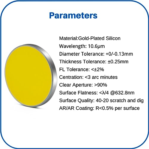 CNCOLETECH 25mm CO2 Laser Mirror Si Reflective Lens 3PCS CO2 Laser Lens Si Gold Plated Laser Mirrors Dia 25mm Co2 Laser Mirror for CO2 Laser Machine - Image 4