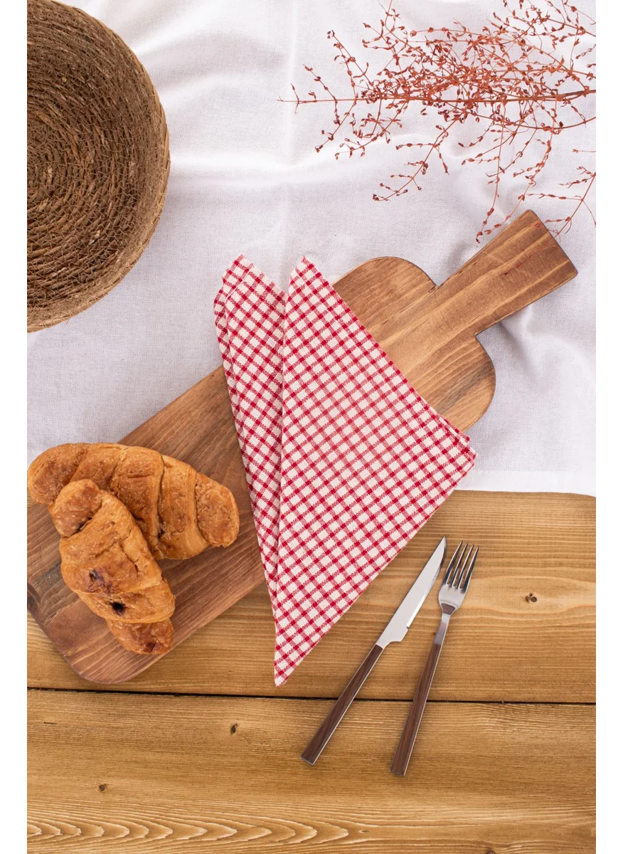 Wellstil Texture | Set of 2 Linen Piti Checked Napkins - Picnic Decoration 40 x 40 cm