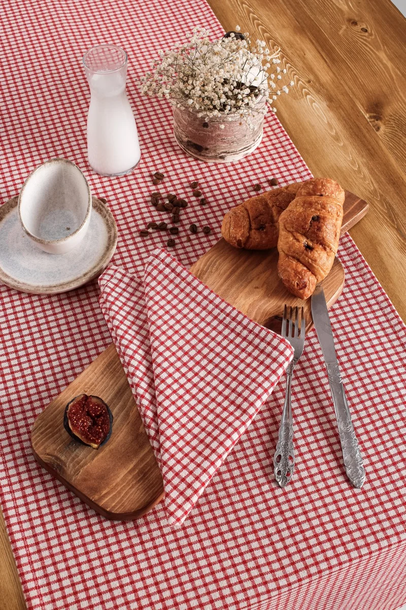 Wellstil Texture | Set of 2 Linen Piti Checked Napkins - Picnic Decoration 40 x 40 cm