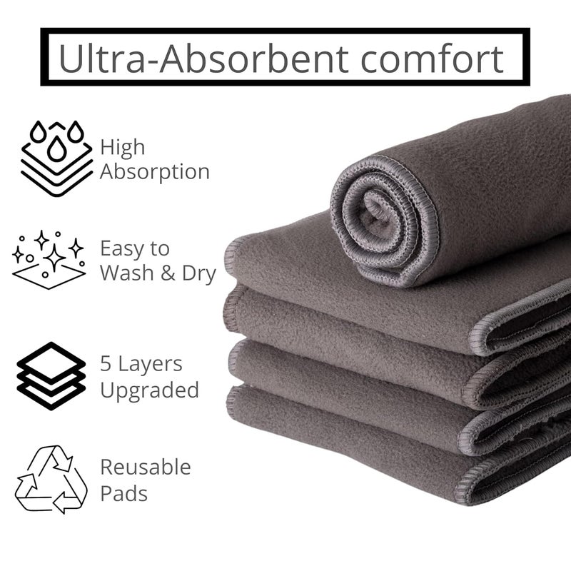 AEREX Reusable Diaper Inserts Pads Bamboo Charcoal Inserts Liners Natures Cloth Diaper Liner Wet Free Booster Inserts Baby Nappy Inserts for Baby Cloth Diapers (Black, Pack of 8) - Image 3