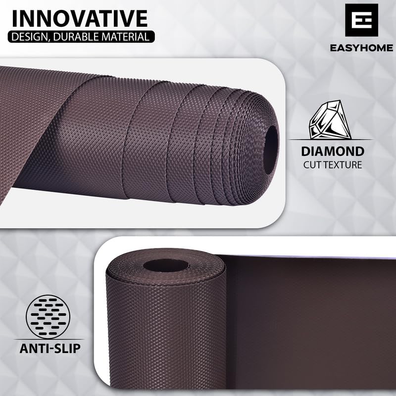 Easy Home EASYHOME Multipurpose EVA Anti-Slip Mat (45cm x 10 Meter, Brown) – Waterproof, Washable Shelf Liner Roll Sheet for Kitchen, Bathroom, Drawers, Cabinets, Fridge & Table Mat - Image 2