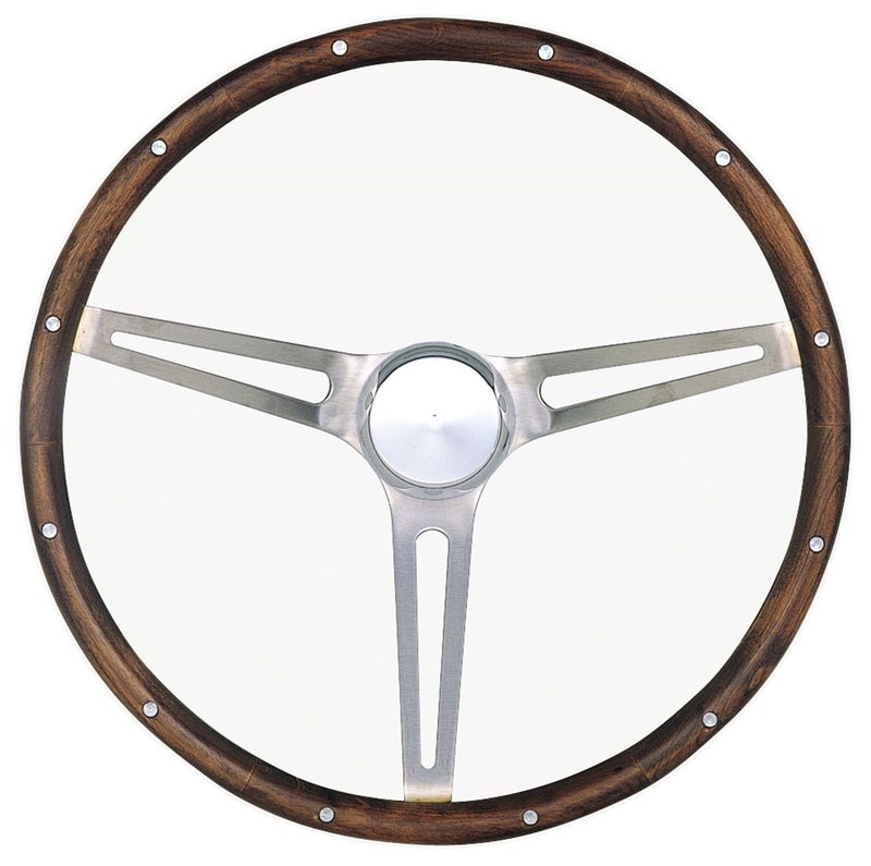 Grant 967-0 Classic Nostalgia Style Steering Wheel with Hardwood Grip and Brushed Stainless Spokes - Image 1