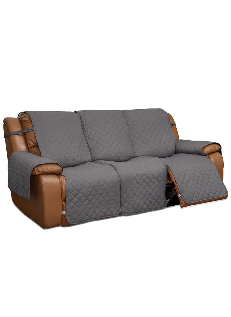 Easy-Going EasyGoing Recliner Sofa Cover Reversible Couch Cover for 3 Seat Recliner Split Sofa Cover for Each Seat Furniture Protector with Elastic Straps for Dogs Pets3 Seater GrayLight Gray 