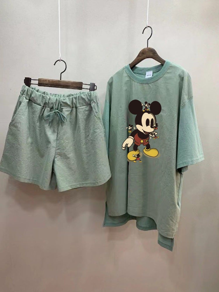 2024 Summer Casual Chic Korean Two-Piece Set for Women Green  - Image 1