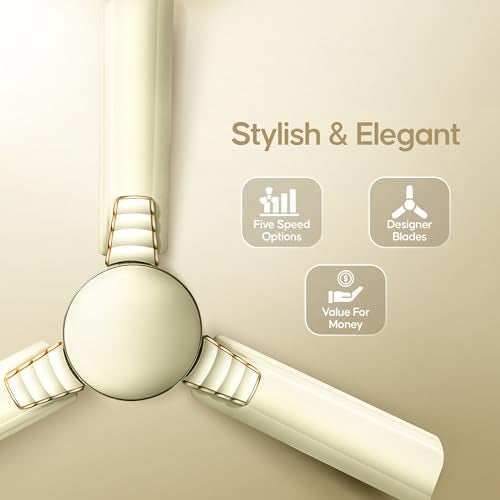 LONGWAY Wave P1 1200 mm/48 inch Ultra High Speed 3 Blade Anti-Dust Decorative Ceiling Fan 2 Years Warranty (Ivory, Pack of 1) - Image 5