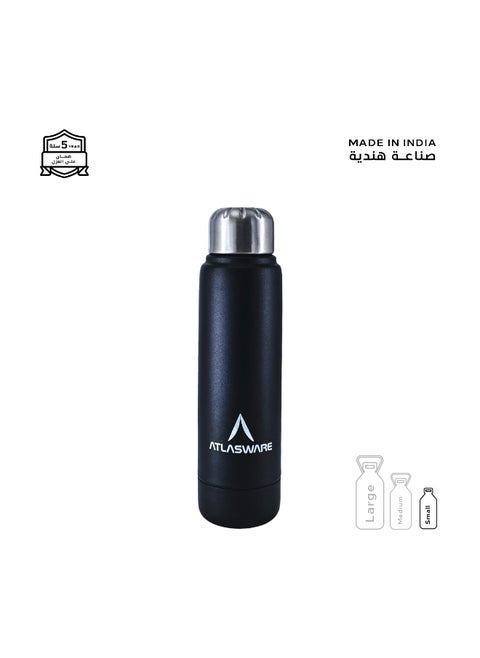Water Bottle with a Capacity of 220 ml, Stainless Steel Water Bottle that keeps Cold for 30 Hours and Keeps Heat for 8 Hours, Black