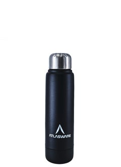 Atlasware Water Bottle with a Capacity of 220 ml, Stainless Steel Water Bottle that keeps Cold for 30 Hours and Keeps Heat for 8 Hours, Black  - Image 2