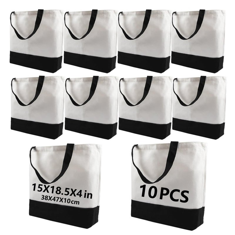 10 pcs Sublimation Tote Bags,polyester tote bags for sublimation, blank canvas tote bags for DIY Crafting and Decorating - Image 1