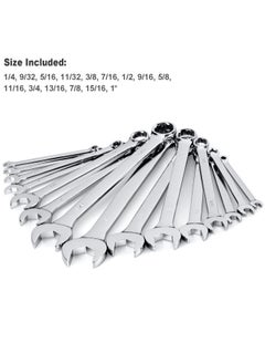 EFFICERE Max Torque 15-Piece Premium Combination Wrench Set Complete Sae Inch Sizes From 1 4 To 1 With Rack Organizer Chrome Vanadium Steel Long Pattern Mirror Chrome Finish  - Image 2