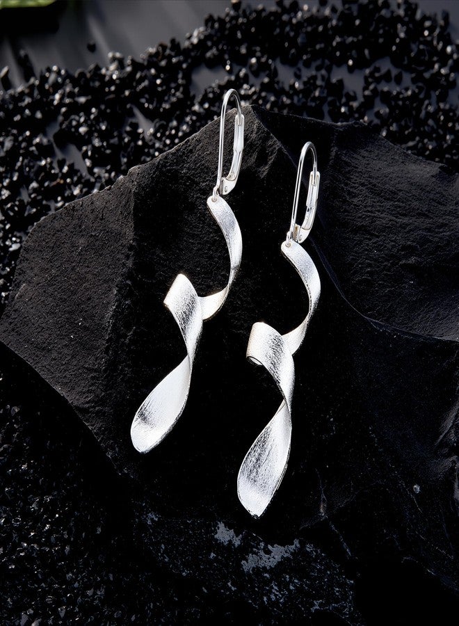 أليكس كرافت أقراط متدلية ملتوية من الفضة الإسترلينية للنساء، أقراط ALEXCRAFT العصرية ذات المشبك الخلفي، مجوهرات أنيقة مصنوعة يدويًا، أقراط متدلية فضية ملتوية بخطافات فرنسية، هدايا مجوهرات للنساء - Image 3