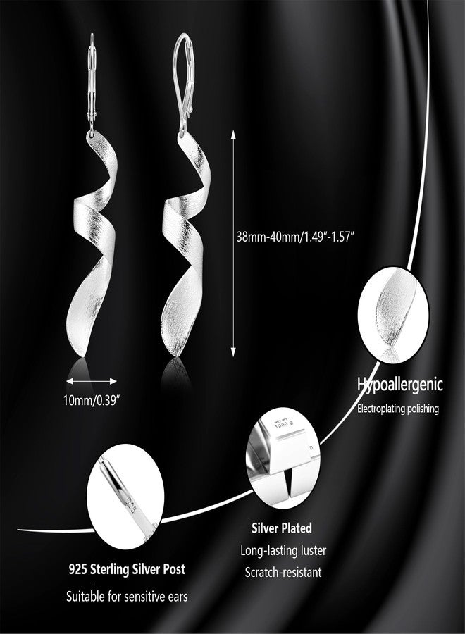 أليكس كرافت أقراط متدلية ملتوية من الفضة الإسترلينية للنساء، أقراط ALEXCRAFT العصرية ذات المشبك الخلفي، مجوهرات أنيقة مصنوعة يدويًا، أقراط متدلية فضية ملتوية بخطافات فرنسية، هدايا مجوهرات للنساء - Image 5