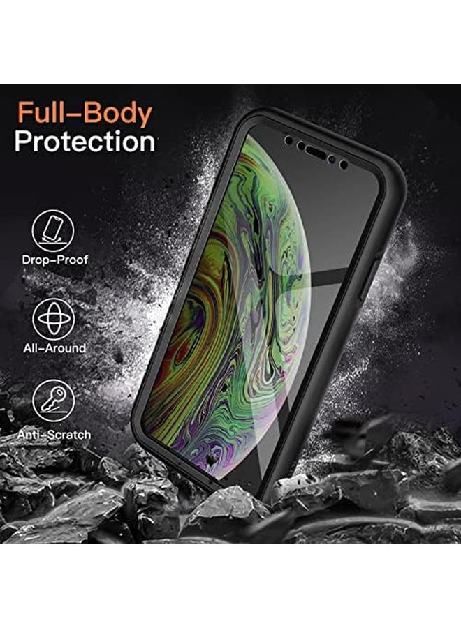 جي تيك جراب لهاتف Iphone Xs وIphone X مقاس 5.8 بوصة مع واقي شاشة مدمج مضاد للخدش وغطاء كامل للجسم 360 درجة وظهر شفاف أسود - Image 3