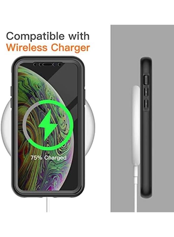 جي تيك جراب لهاتف Iphone Xs وIphone X مقاس 5.8 بوصة مع واقي شاشة مدمج مضاد للخدش وغطاء كامل للجسم 360 درجة وظهر شفاف أسود - Image 5