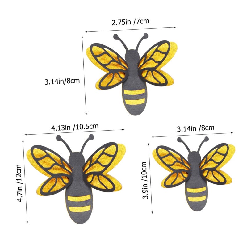 Realistic Honey Bee Wall Stickers 12 Pieces Black Gold Easy Peel and Stick Nursery Decor - Image 2