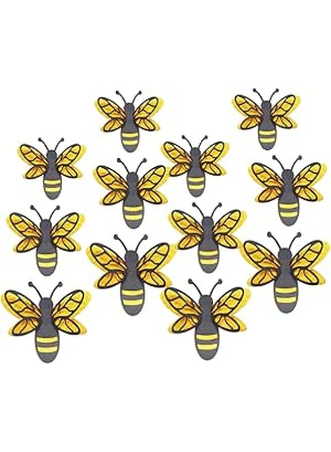Realistic Honey Bee Wall Stickers 12 Pieces Black Gold Easy Peel and Stick Nursery Decor - Image 1