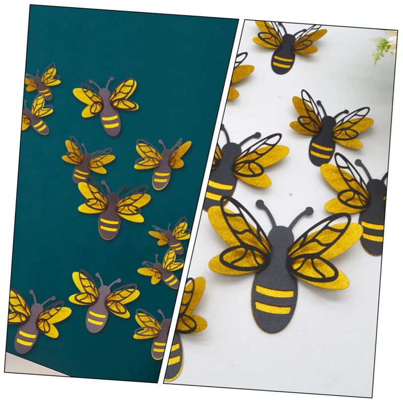 Realistic Honey Bee Wall Stickers 12 Pieces Black Gold Easy Peel and Stick Nursery Decor - Image 3