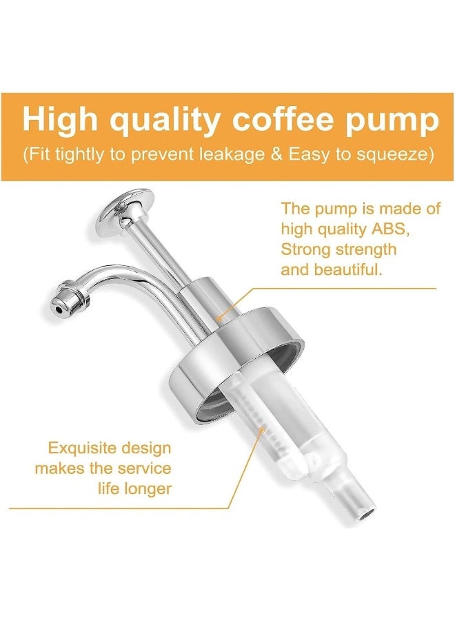 FUFU موزع شراب القهوة FUFU لبار القهوة، موزع مضخة القهوة، زجاجة شراب زجاجية مع مضخة، 16 أونصة 500 مل، مجموعة من 2، (فضي) - Image 2