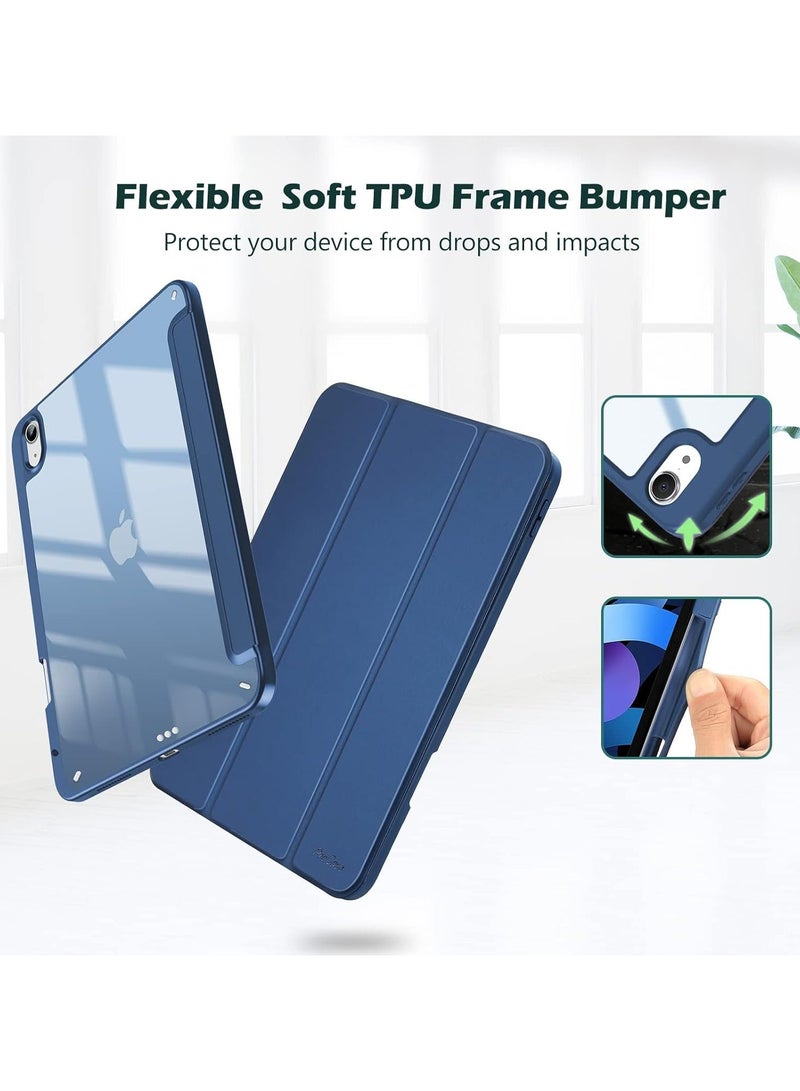 Raxoom iPad Air 4/5 10.9 Inch Air 11 inch 2024 M2 Air 4th/5th Generation Case with Pencil Holder Transparent Back Smart Protective Cover Navy Blue - Image 3