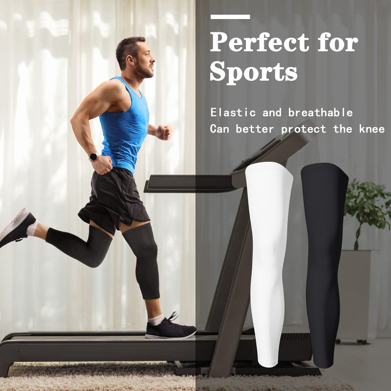 Skylety Compression Leg Sleeve Full Length Leg Sleeves Sports Cycling for Men Women, Running, Basketball(S,Black and White) - Image 3