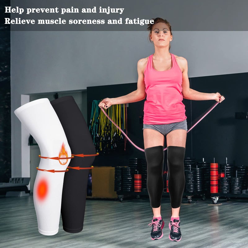 Skylety Compression Leg Sleeve Full Length Leg Sleeves Sports Cycling for Men Women, Running, Basketball(S,Black and White) - Image 5