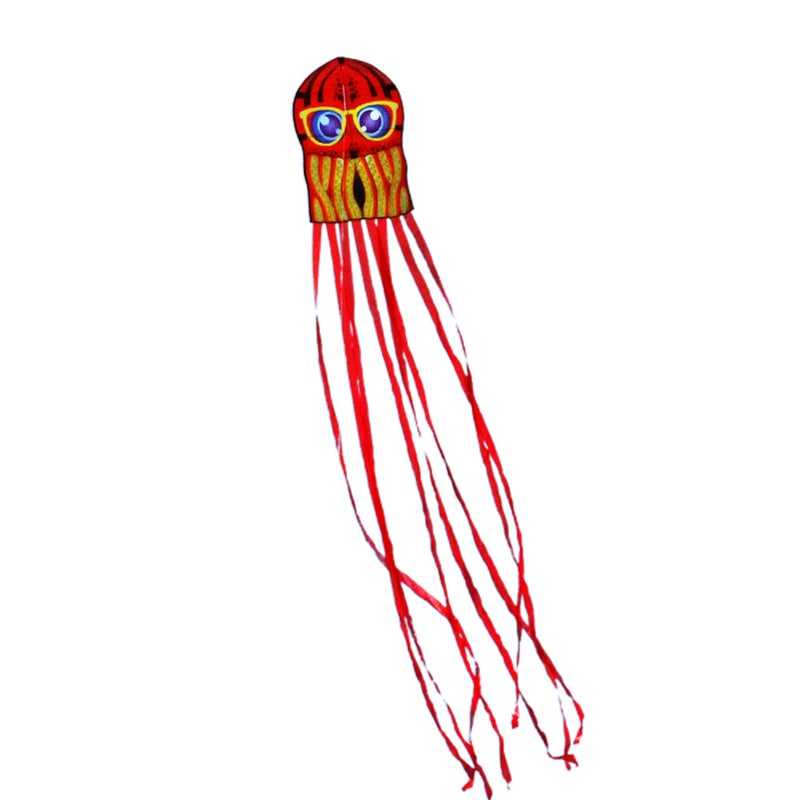 Octopus Kite: Red Durable Wind-Resistant Easy-To-Fly Kids Kite - Stable Structure Strikingly Lifelike Colorful Kite for Family Outdoor Activities - Image 1