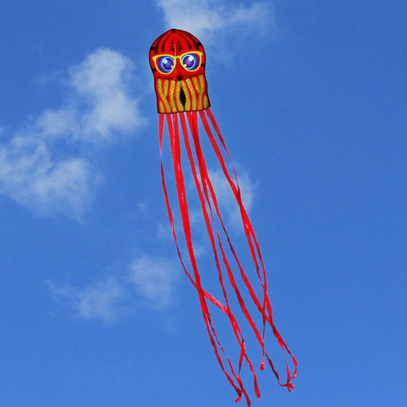 Octopus Kite: Red Durable Wind-Resistant Easy-To-Fly Kids Kite - Stable Structure Strikingly Lifelike Colorful Kite for Family Outdoor Activities - Image 2