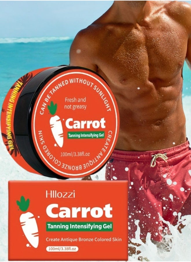 Hllozzi 100ml Carrot Tanning Intensifying Gel for Men and Women Create Bronze Skin Extreme Intensive Tanning Soft Gel Tanning Lotion Accelerator Tanning Cream Self Tanner Gel for Skin Tanning Sunless Tanner  - Image 1