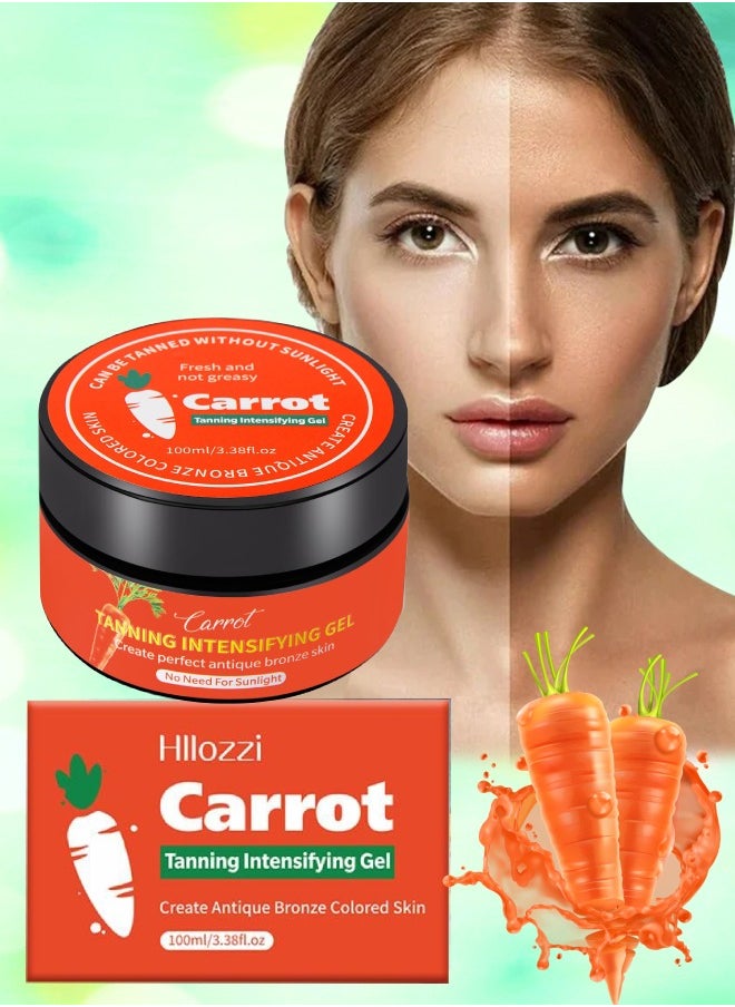 Hllozzi 100ml Carrot Tanning Intensifying Gel for Men and Women Create Bronze Skin Extreme Intensive Tanning Soft Gel Tanning Lotion Accelerator Tanning Cream Self Tanner Gel for Skin Tanning Sunless Tanner  - Image 5