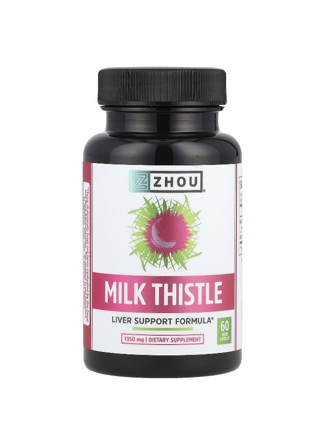 ZhouNutrition Zhou Nutrition, Milk Thistle, 1,350 mg, 60 Veggie Capsules (450 mg per Capsule)  - Image 1