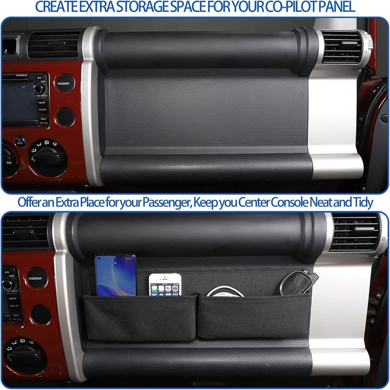 LLKUANG Passenger Storage Tray Organizer, Co-Pilot Center Console Organizer Storage Bag Fit for Toyot@ FJ Cruiser 2007-2021, Portable Auto car Organizer Accessories, Black, 1 PCS - Image 2