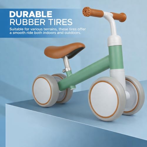 HEMOVIA Kids Baby Balance Bike for 1-2 Years Old Boys and Girls, Toddler Best First Birthday Gift | Toddler First Bike with 4-Wheel Stability | No Pedal Ride-On Toy for Indoor & Outdoor (Green) - Image 4