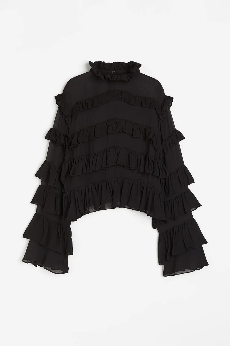 H&M Frill-trimmed chiffon blouse