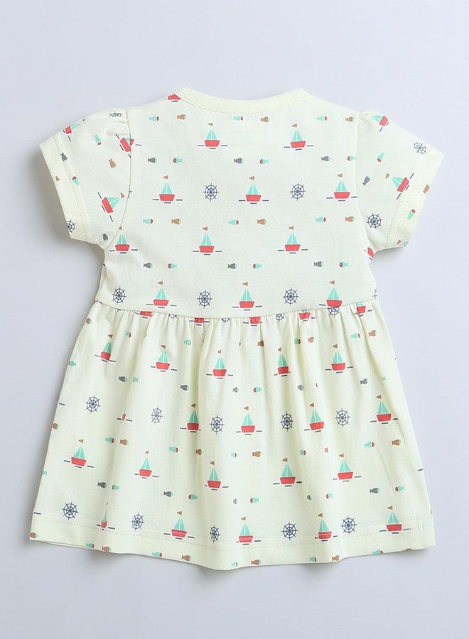 BUMZEE Lemon Girls Half Sleeves Cotton Frock Age - 3-6 Months (Peb9104C-lmn) - Image 2