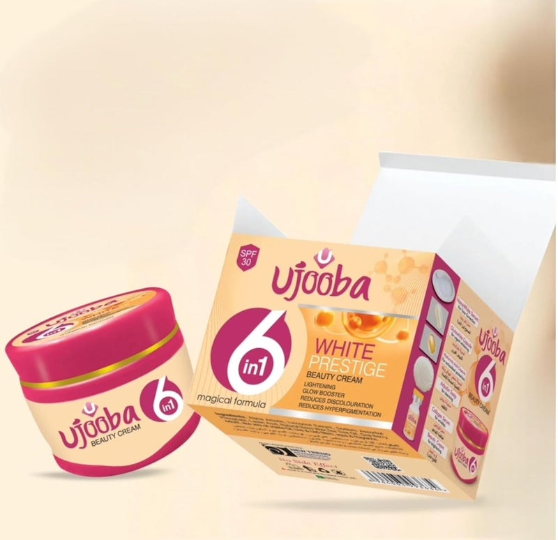 Ujooba 6 in 1 White Prestige Glow Booster Beauty Cream for Radiant & Brightening Skin Removes Acne, Wrinkles, Scars & Dark Spots For Men & Women Both Suitable For All Skin Types - Image 3