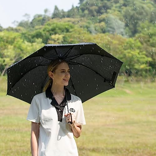 LANBRELLA Compact Reverse Folding Umbrella Auto Windproof Travel Umbrella-Black - Image 5