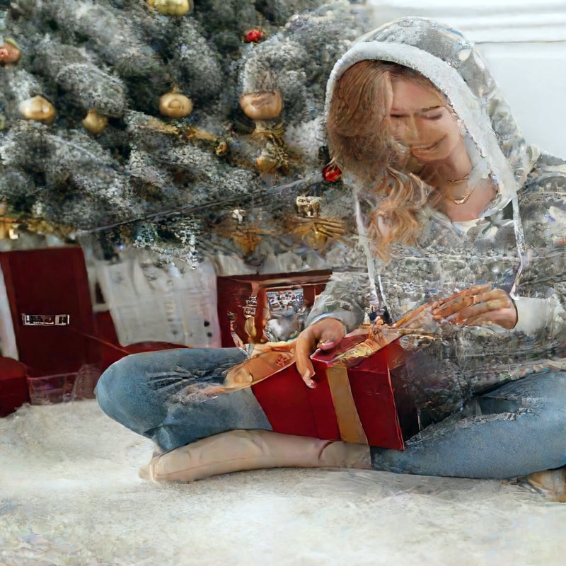 Fleece Hooded Cardigan with Christmas Print Plush Coat - Image 5